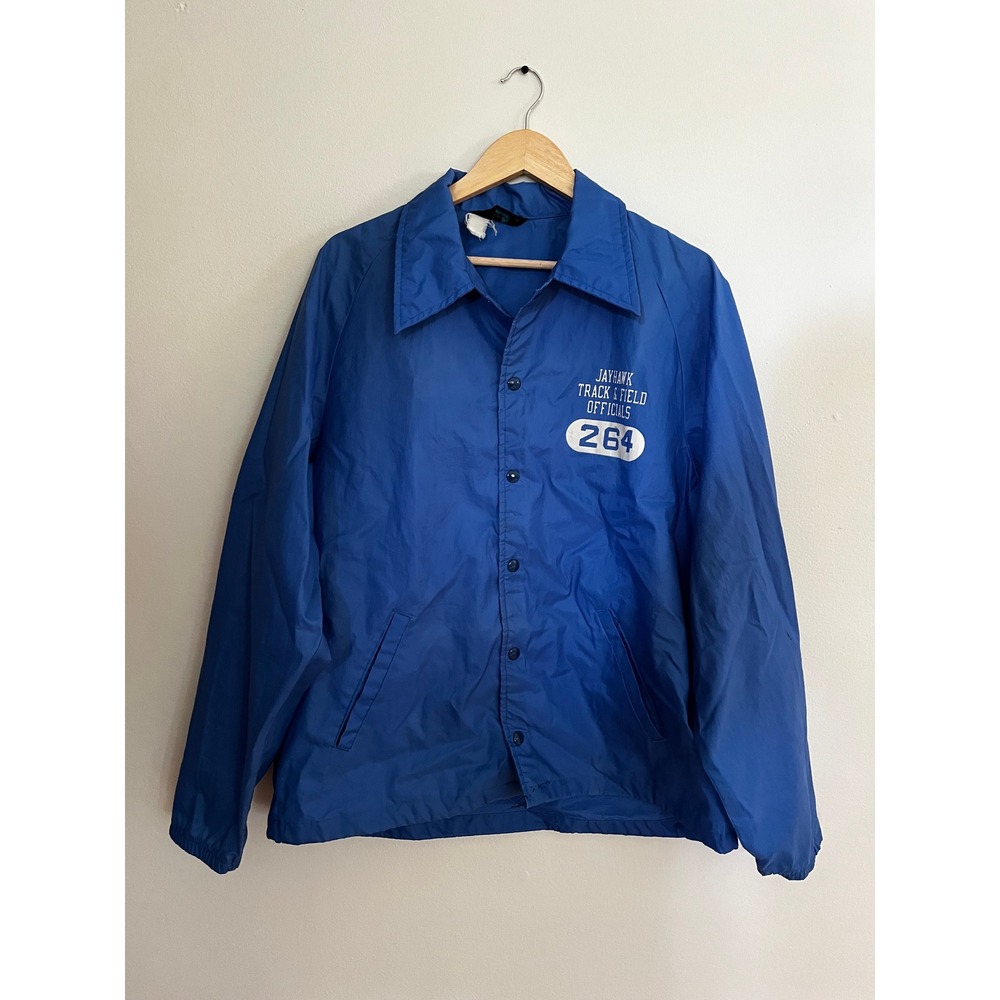 Vintage Kansas Relays Jayhawk Track & Field Officials Jacket Blue Mens XL